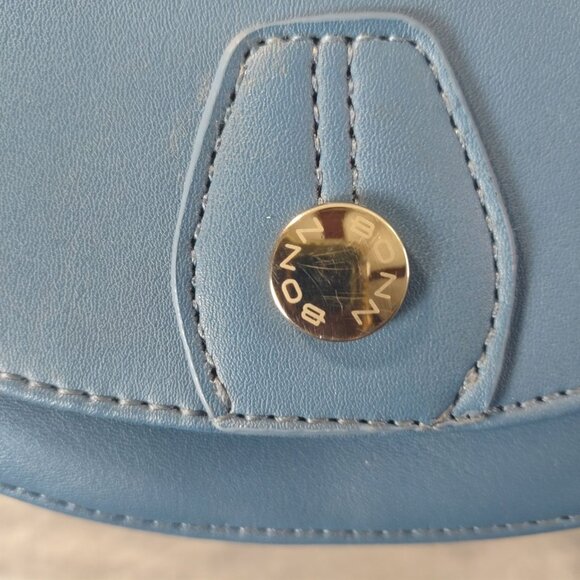 BONA Blue Faux Leather Crossbody Bag Purse Adjustable Strap Card Slots Small - Picture 3 of 12